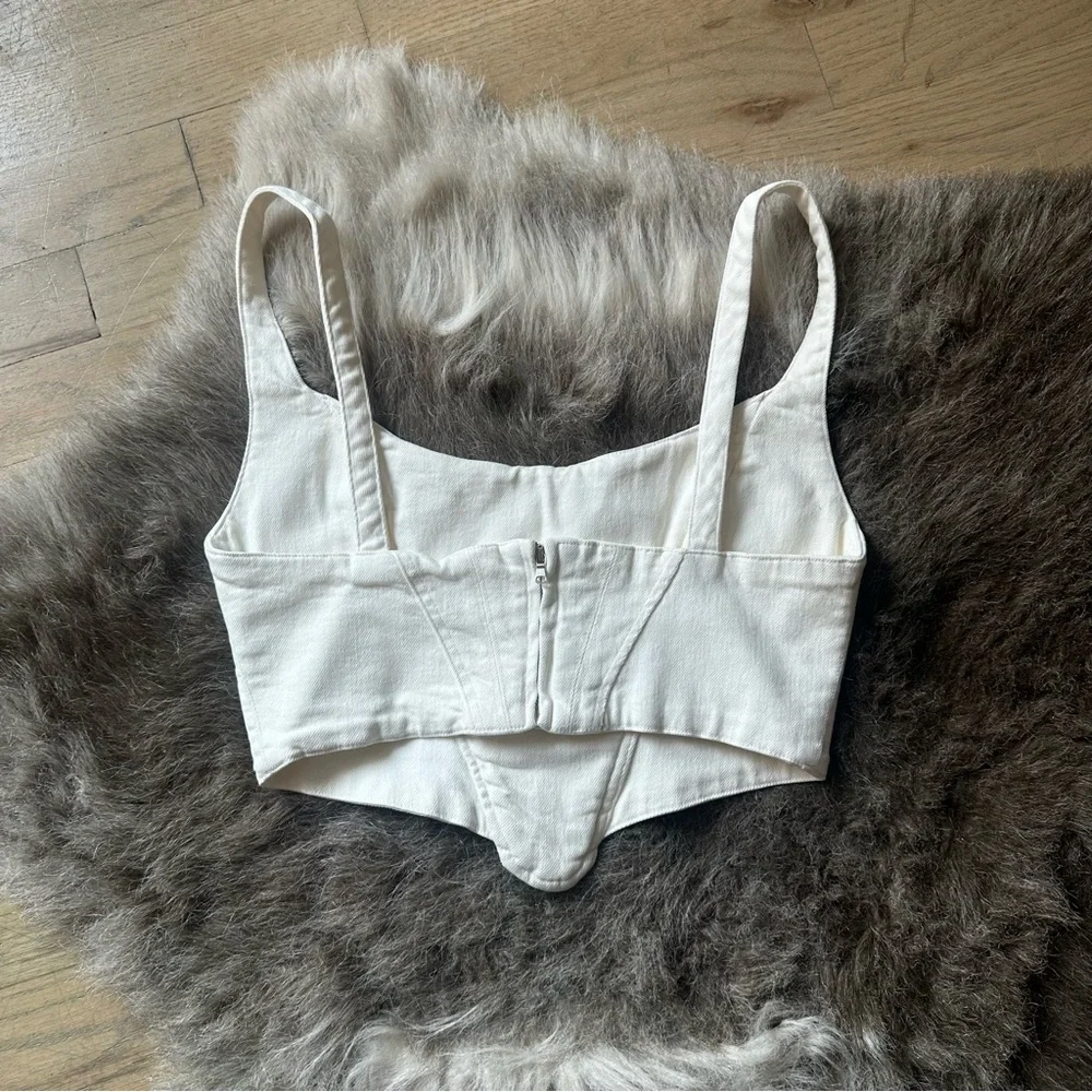 Zara Topstitched Corset Top - Oyster/Off White - Size Small - NWT - Picture 4 of 9